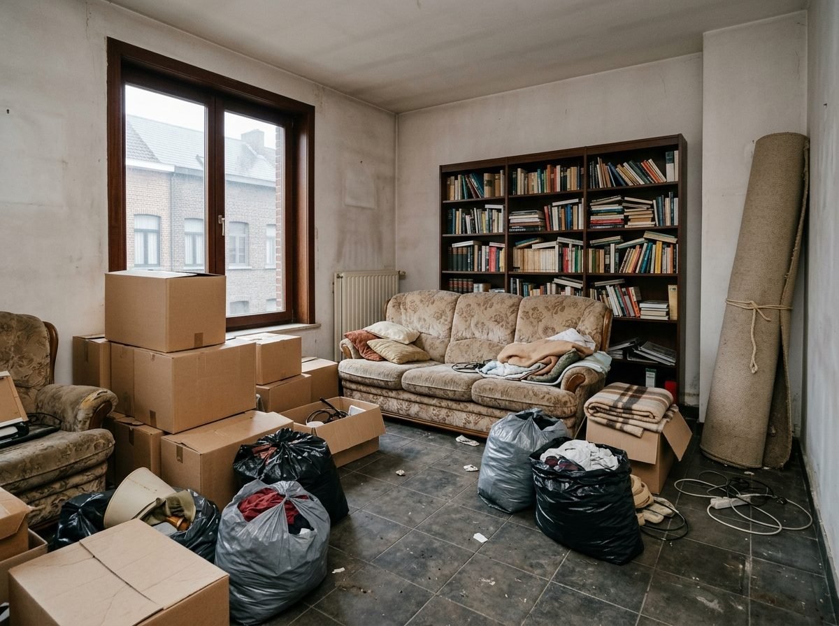 Volle woonkamer voor het leegmaken