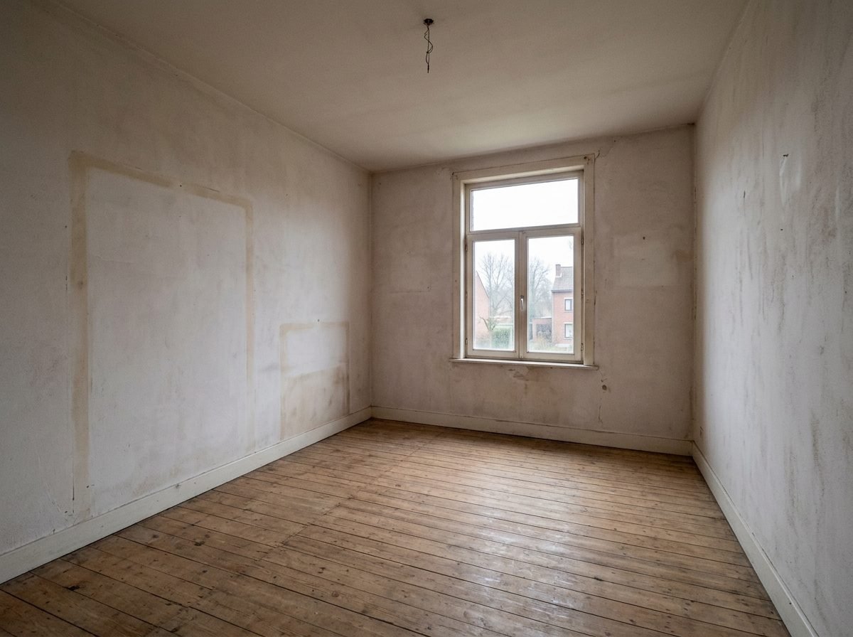 Lege slaapkamer met vloer geveegd
