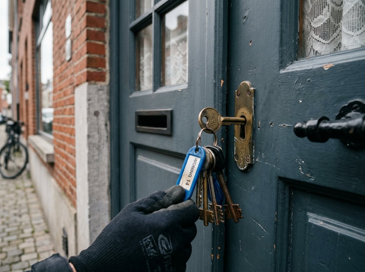Sleutel in de voordeur bij de oplevering