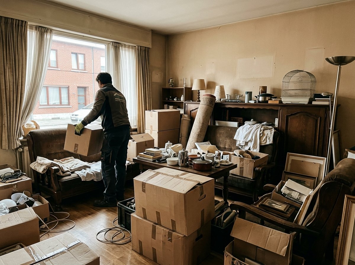 Volle woonkamer voor het leegmaken